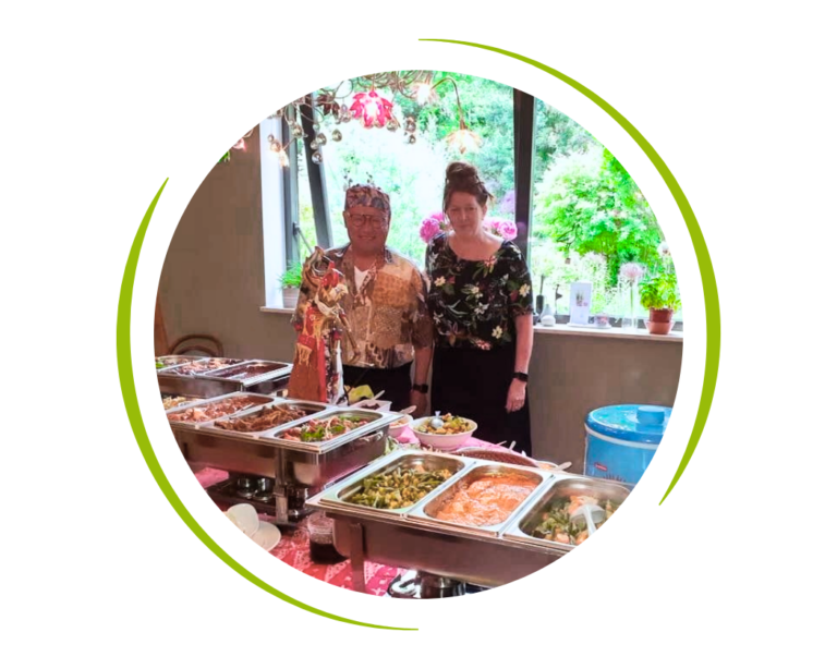 Casper en Mariëtte tijdens een catering