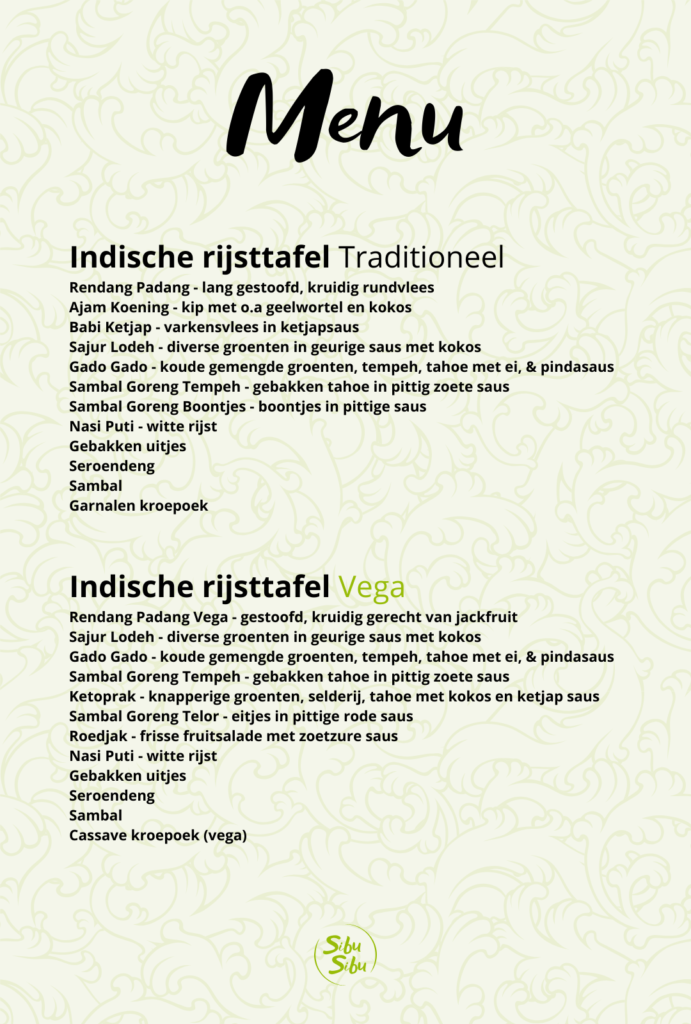 Navigeer door onze Indische menukaart vol smaakvolle gerechten